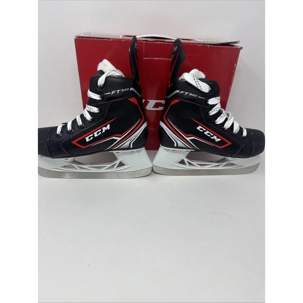 CCM FT340 YOUTH 12 D YT Jet speed Ice Hockey Player Skates BOX NICE Red Black